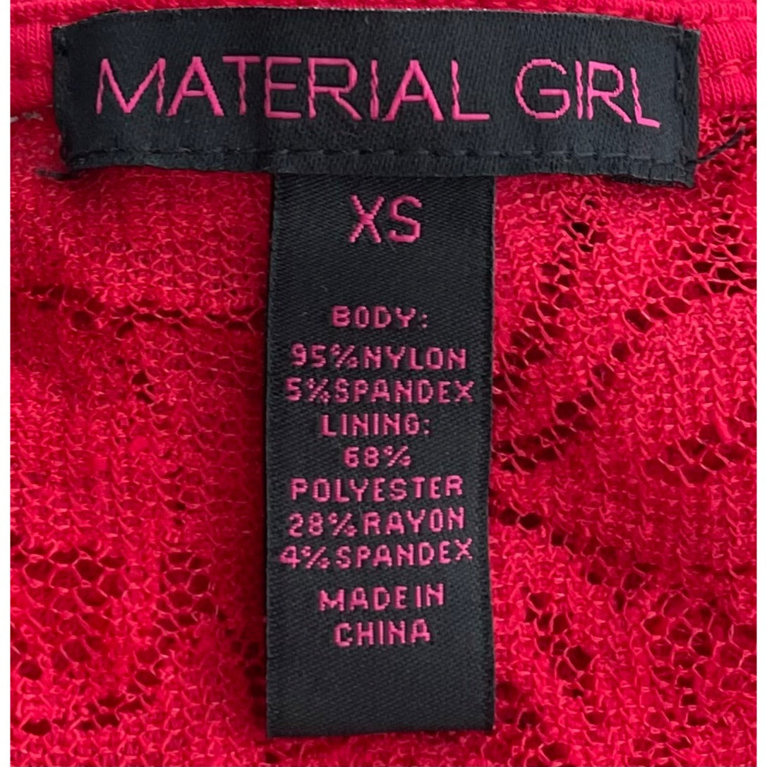 Material Girl Women's Size XS Red Lace A-Line Mini Dress