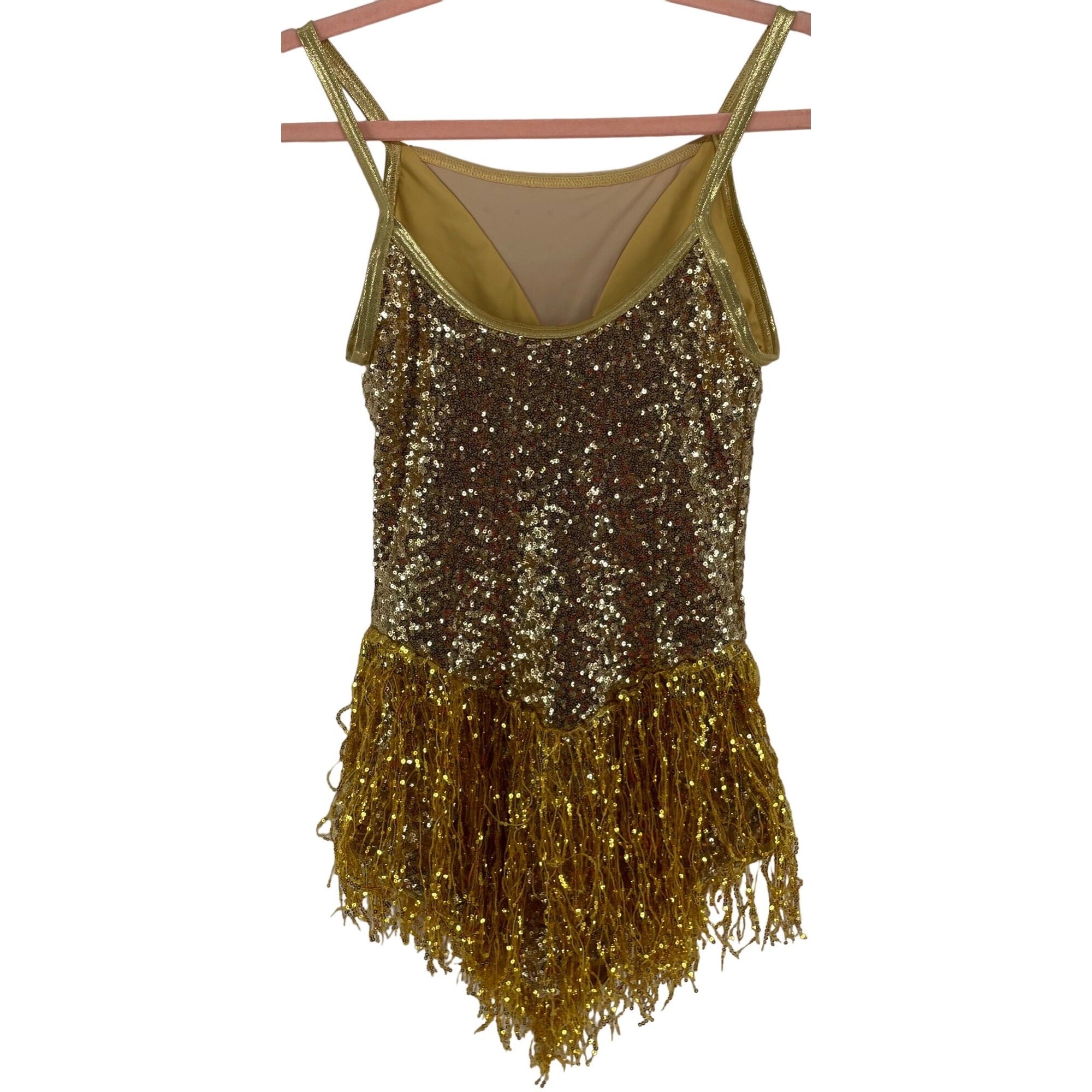 Weissman Women's Size Medium/Large Gold Sequin Tassel Boydsuit