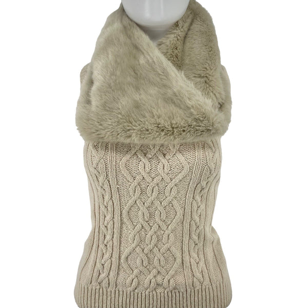 Zara Women's Size Medium Cream Infinity Loop Snood Faux Fur Scarf