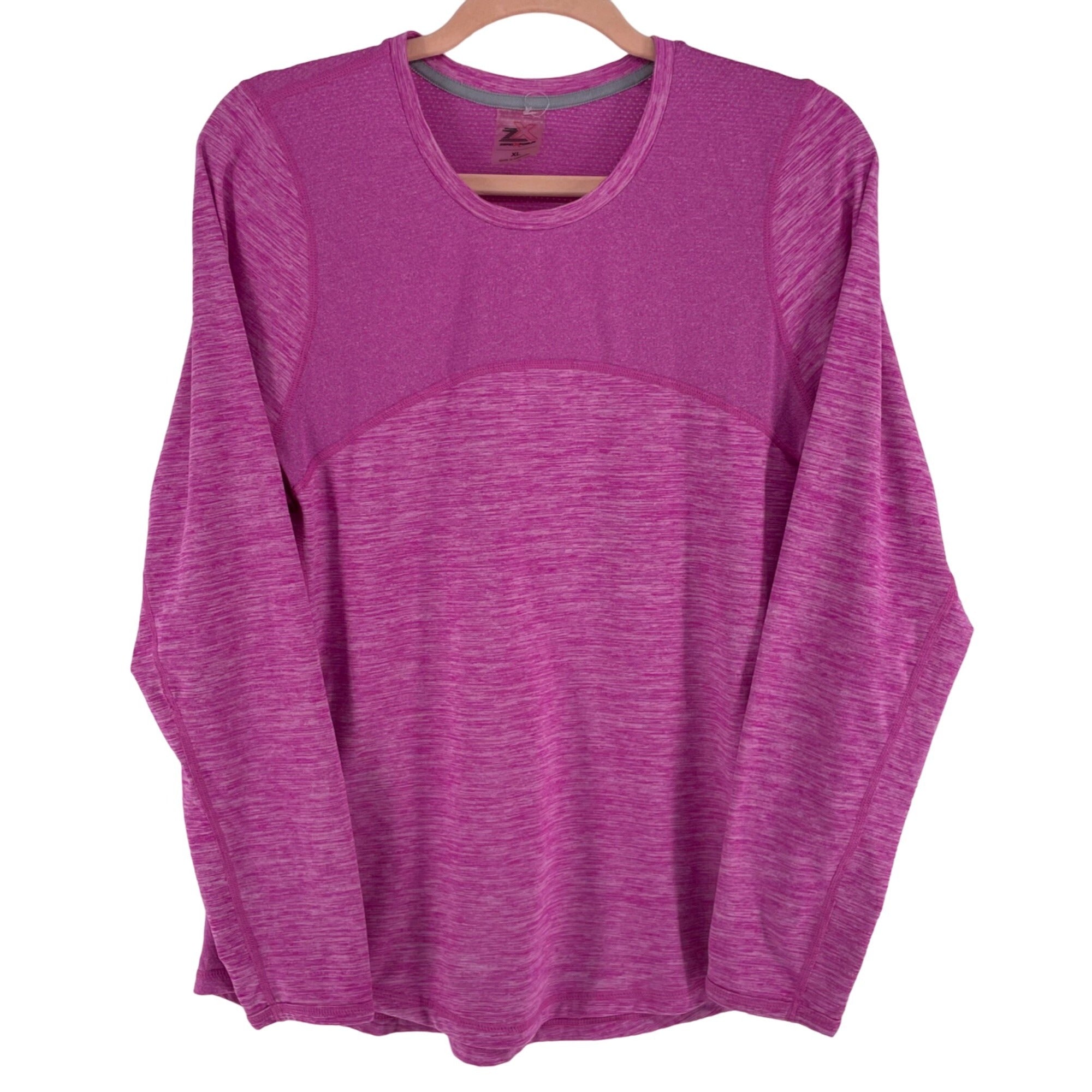 ZeroXposur Women's Size XL Fuchsia/Magenta/PInk Long-Sleeved Stretchy Workout Top