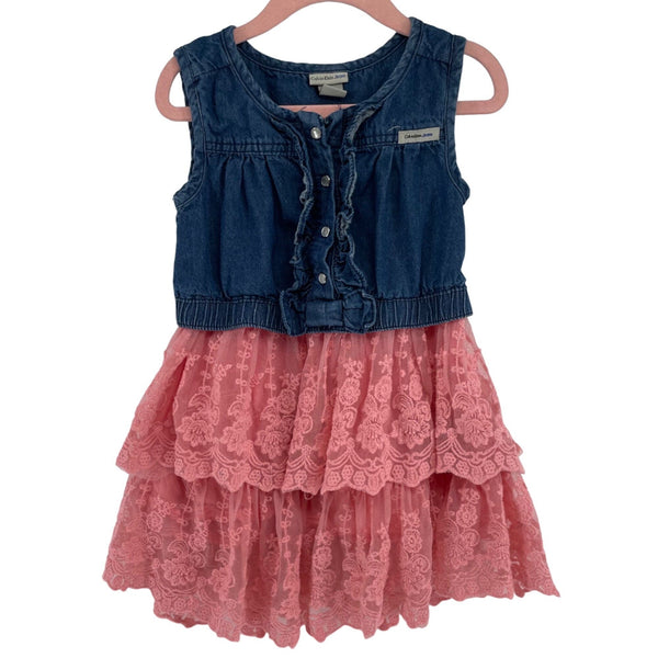 Calvin Klein Jeans Girl's Size 5 Pink & Blue Tutu & Denim Dress