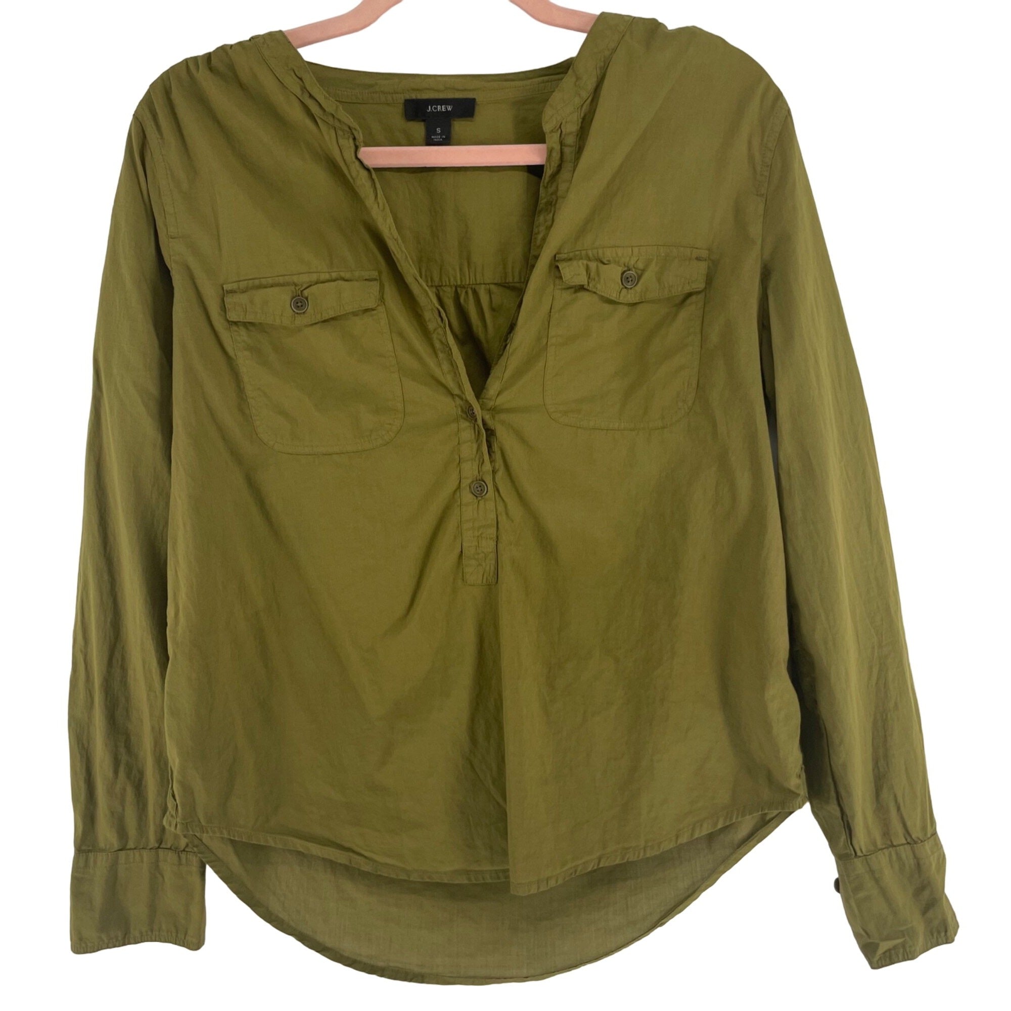 J. Crew Women's Size Small Olive Green Long-Sleeved Top