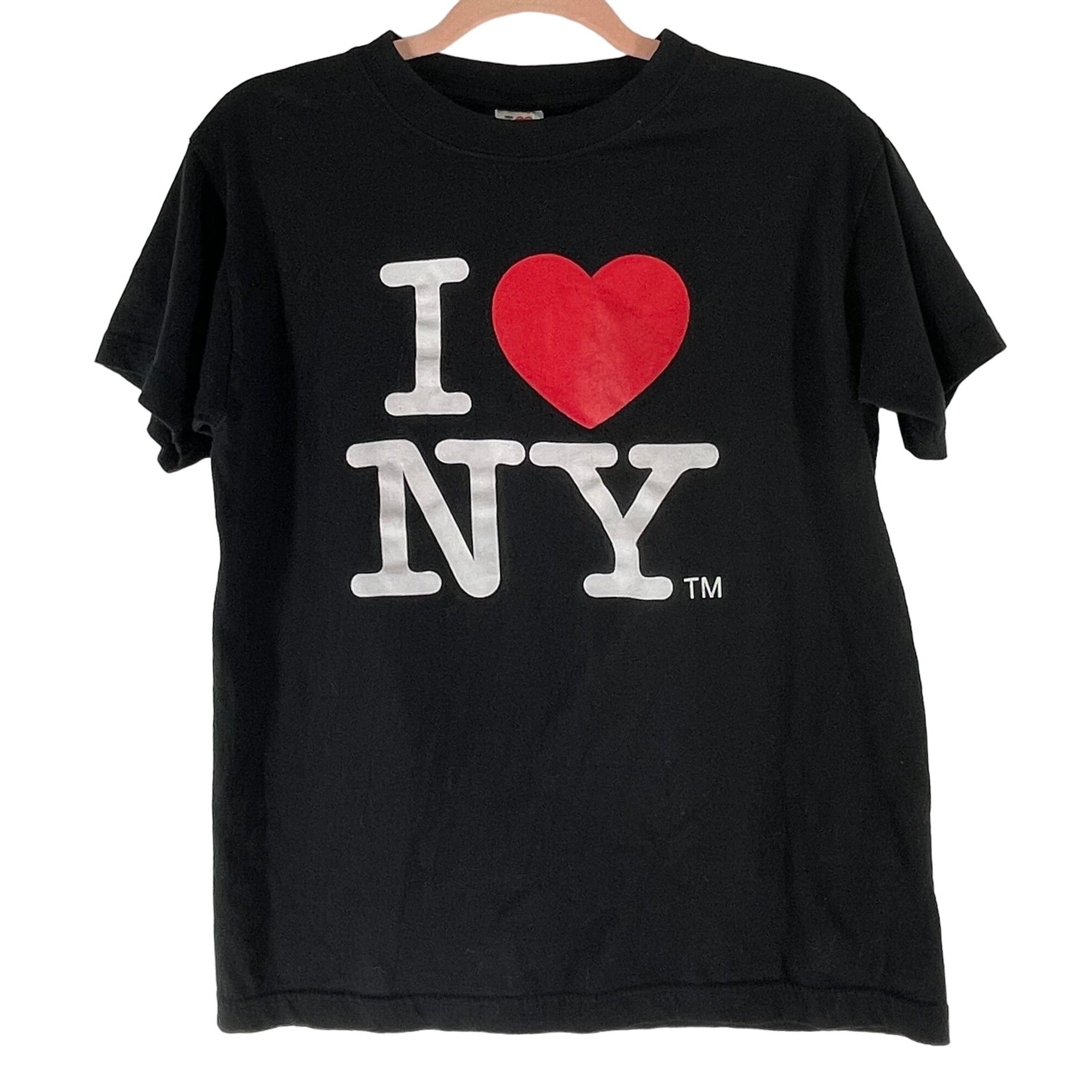 I Love New York Women's Size Small Black T-Shirt W/ White & Red Graphics