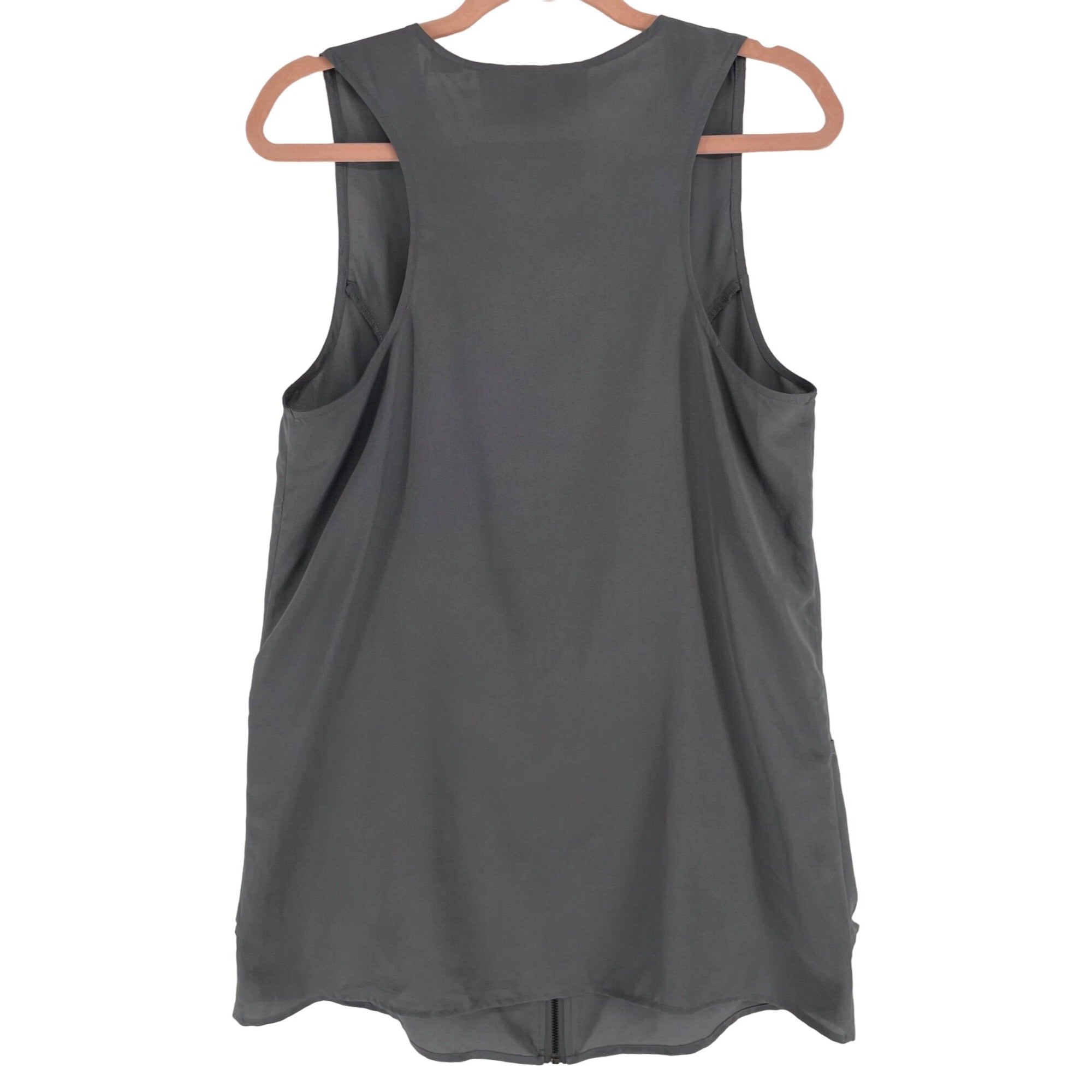 WYL Women's Size Small Grey Sheer Mini Tank Dress W/ Front Zipper & Pockets