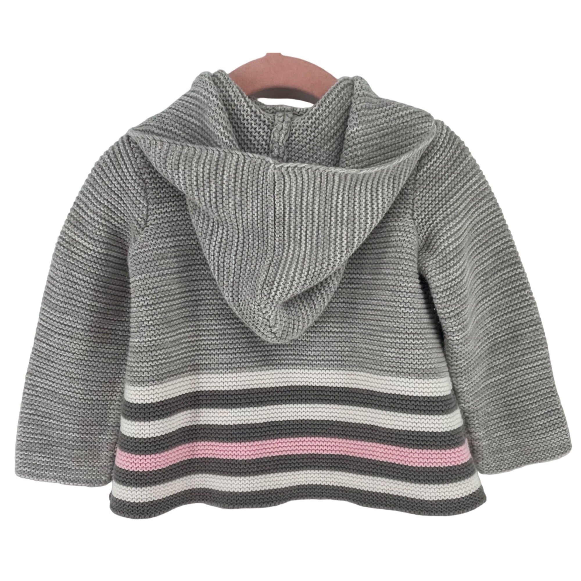 First Impressions Play Baby Girl's Size 12 Months Grey & Pink Striped Cardigan