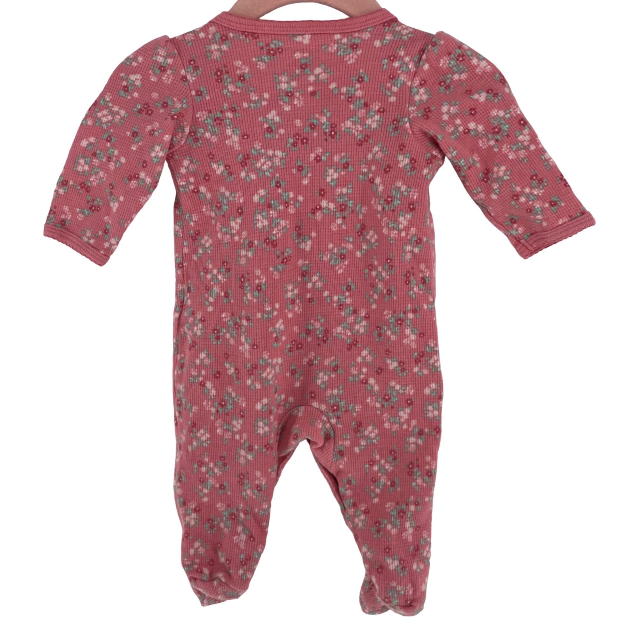 Aerie Baby Girl's 3 Months Pink Floral Snap Button Footie Onesie