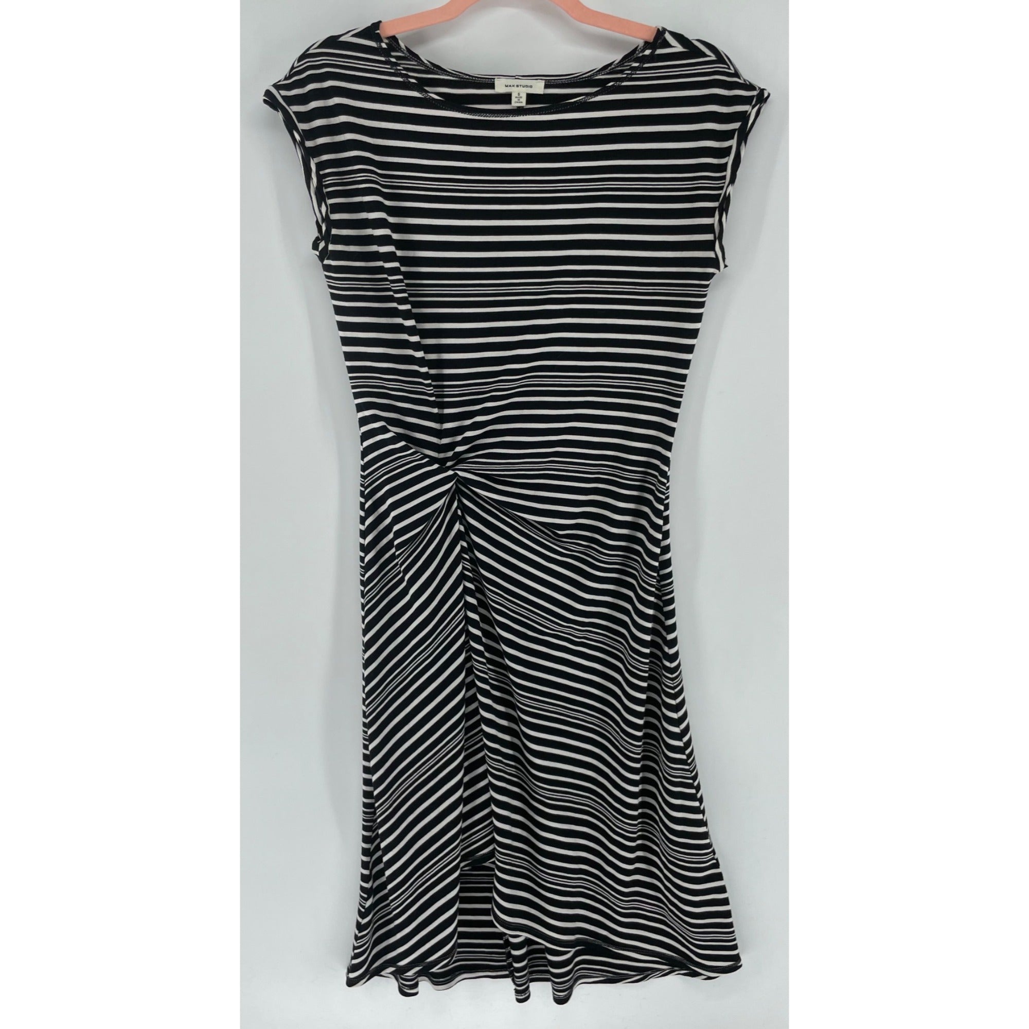 Max Studio Women's Size Small Black & White Striped Midi Dress