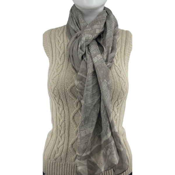 NWOT Women's Two-Tone Grey Silk Scarf