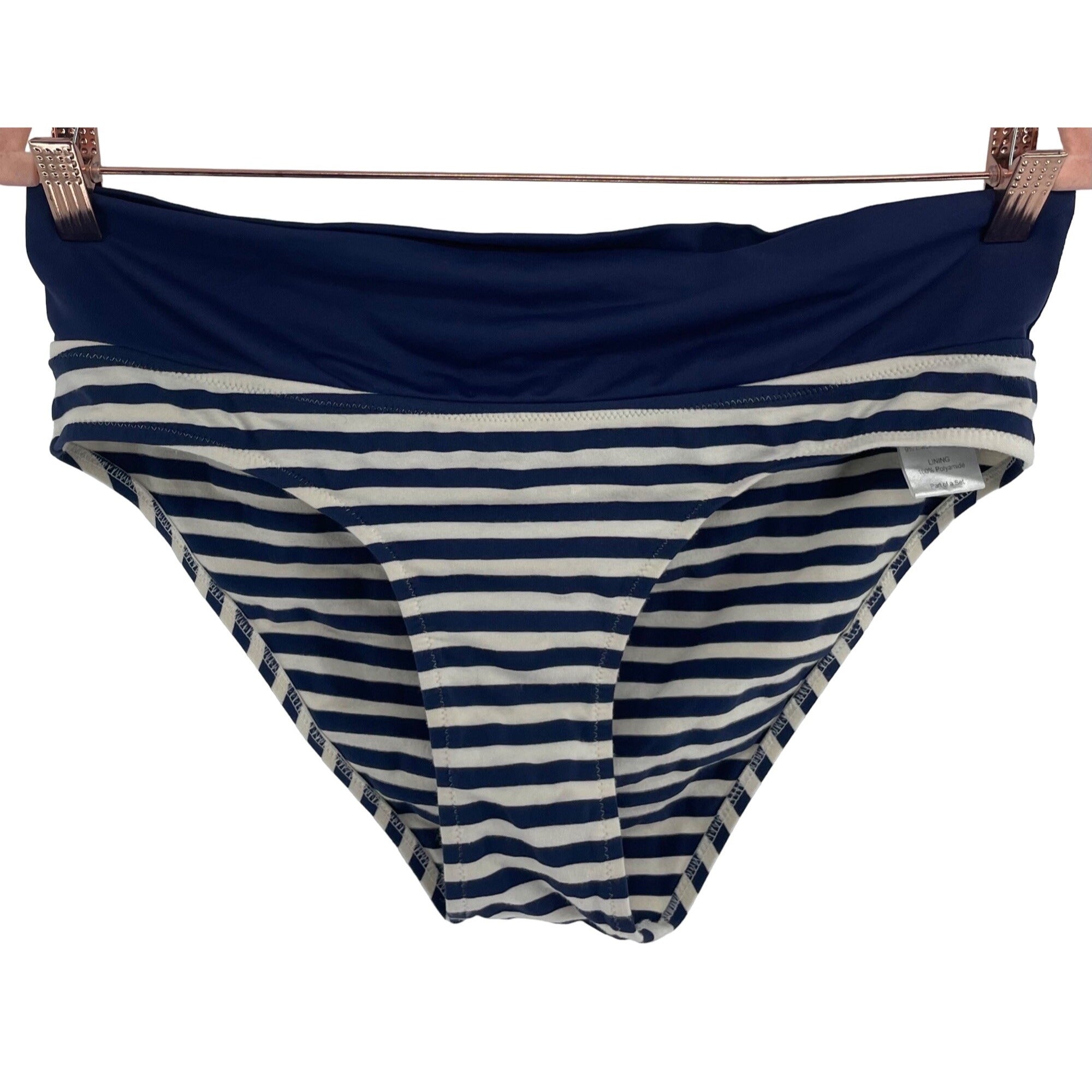 Pez D'or Women' Size Medium Navy Blue & White Bikini Swimsuit Bottoms