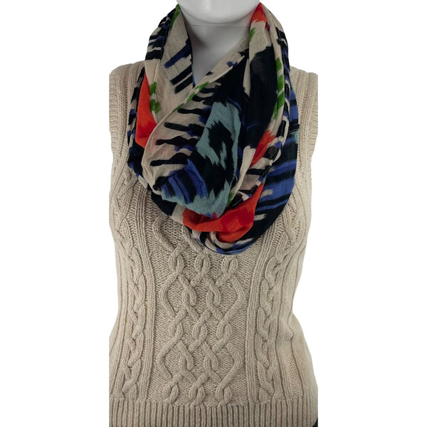 Women's Tan & Multi-Colored Floral Print Infinity Scarf