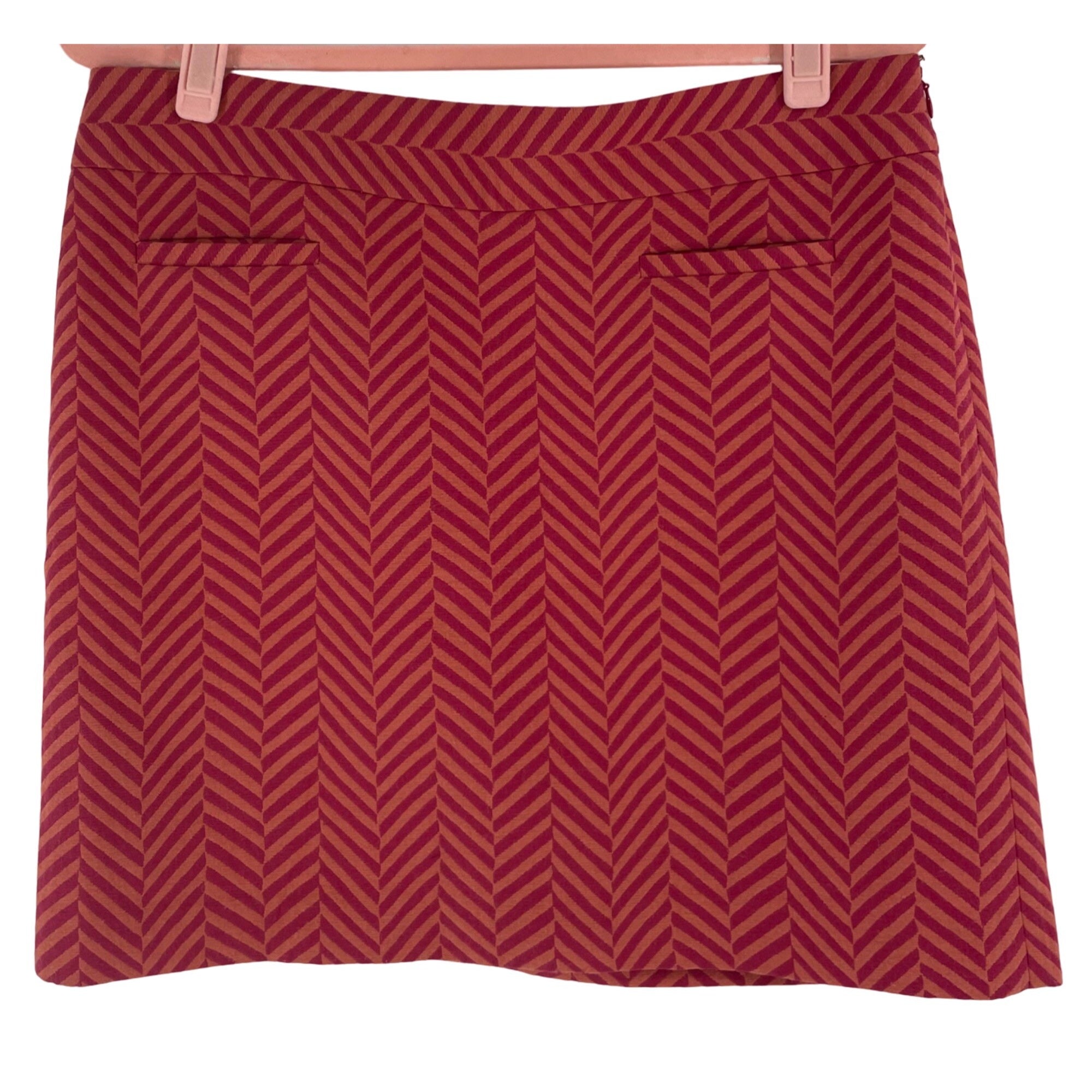 LOFT Women’s Size 8 Fuchsia & Orange Chevron Mini Skirt