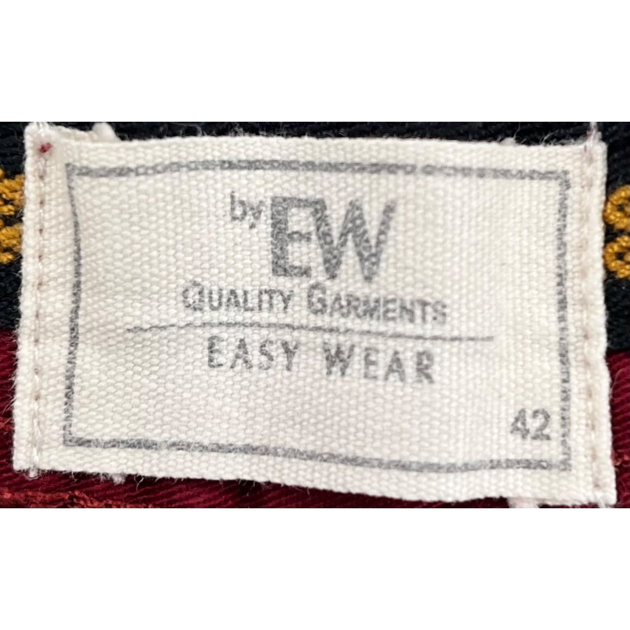 Quality Garments By EW Men's Size 42 Regular Fit Burgundy/Maroon Denim Pants