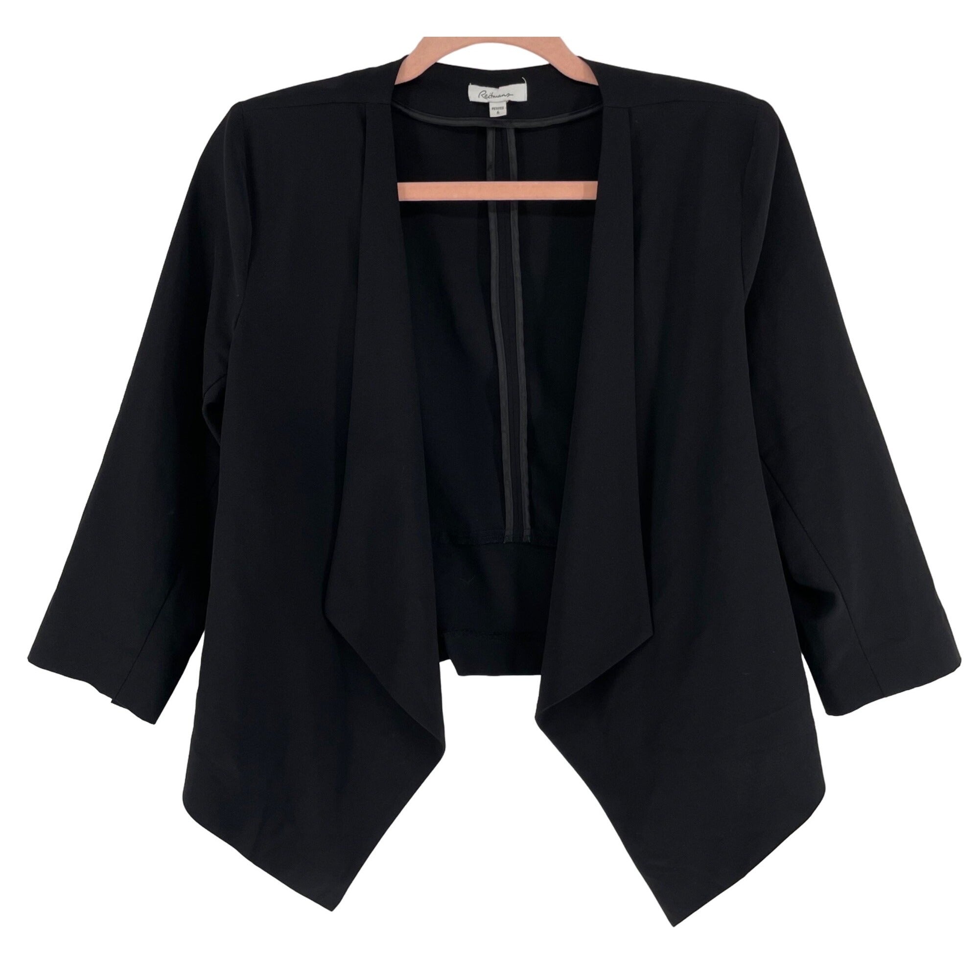 Reitman's Women's Size 6 Petites 3/4 Quarter Length Sleeve Black Blazer