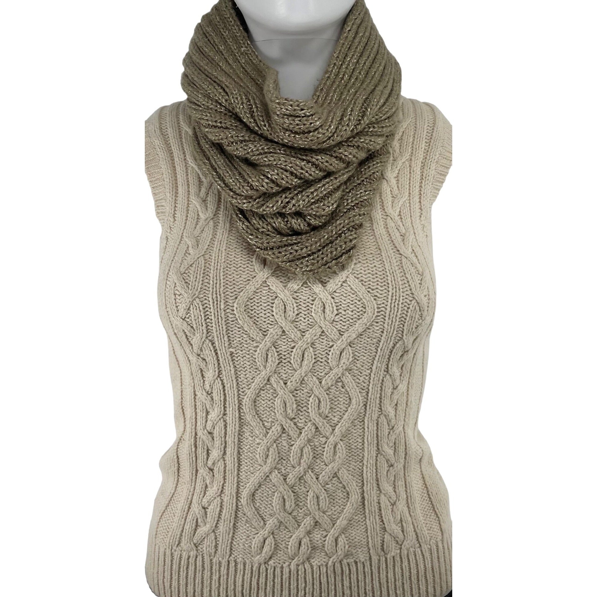 Monsoon Women's Gold Shimmery Knit Infinity Loop Snood Scarf