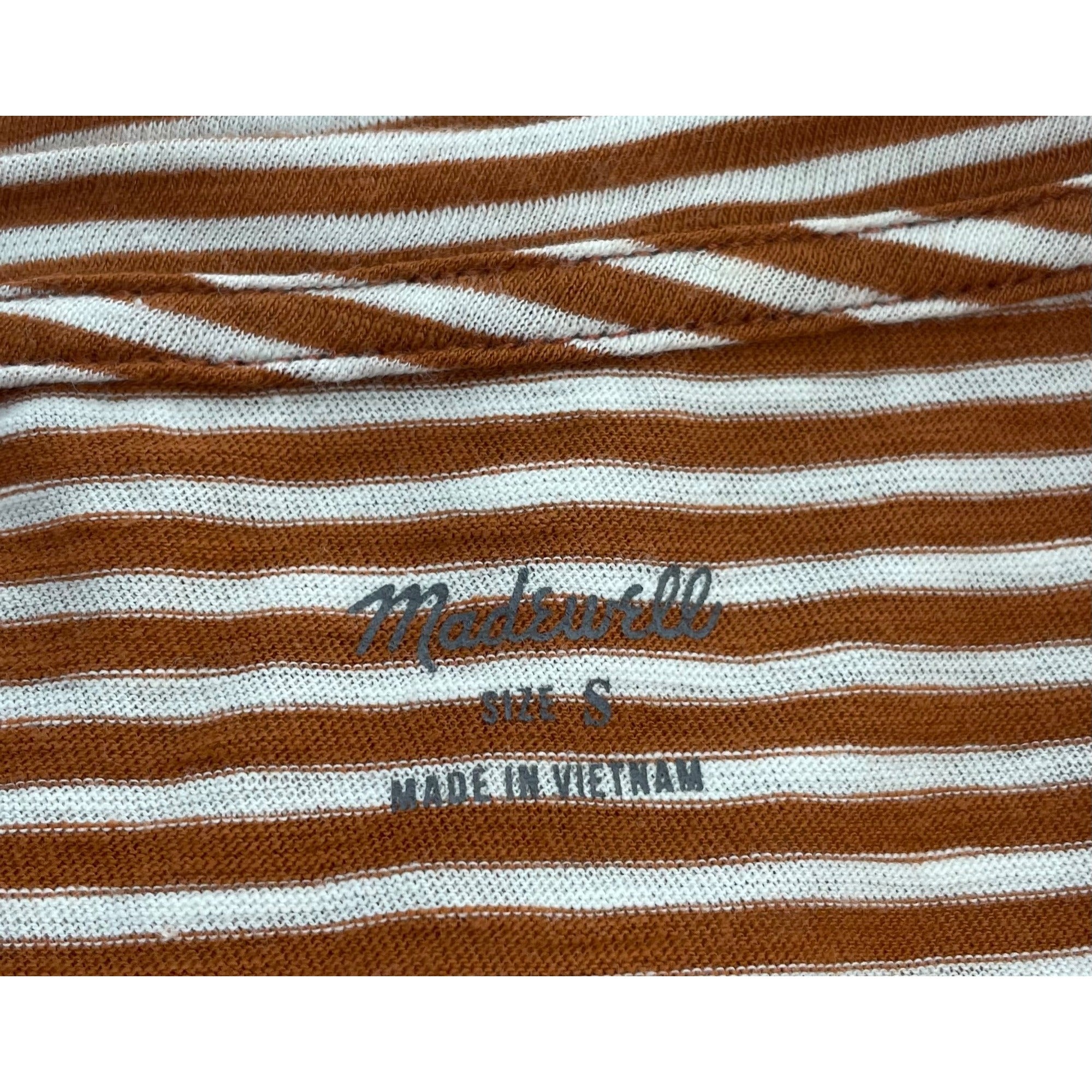 Madewell Women's Size Small Burnt Orange & White Striped Crew Neck T-Shirt