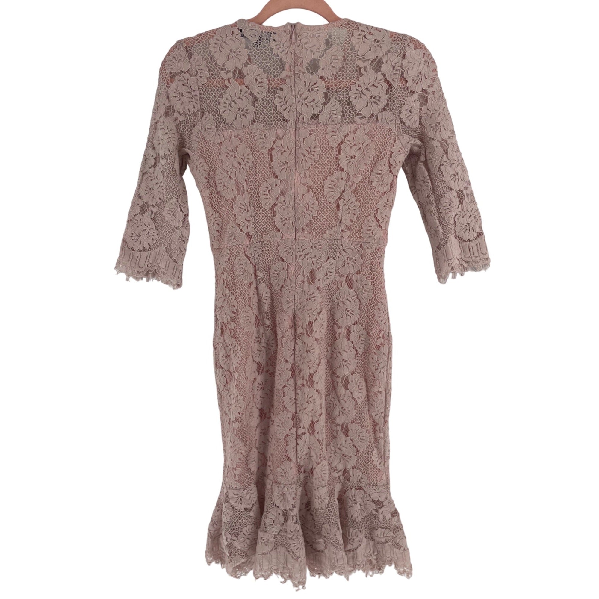 Lulus Women's Size Small Light Pink Lace 3/4 Length Sleeve Midi Dress