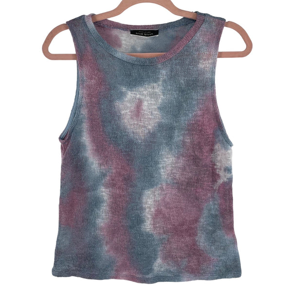 Blue Blush Women's Size Medium Blue, Lavender & White Sheer Tie Dye Knit Tank Top Shirt