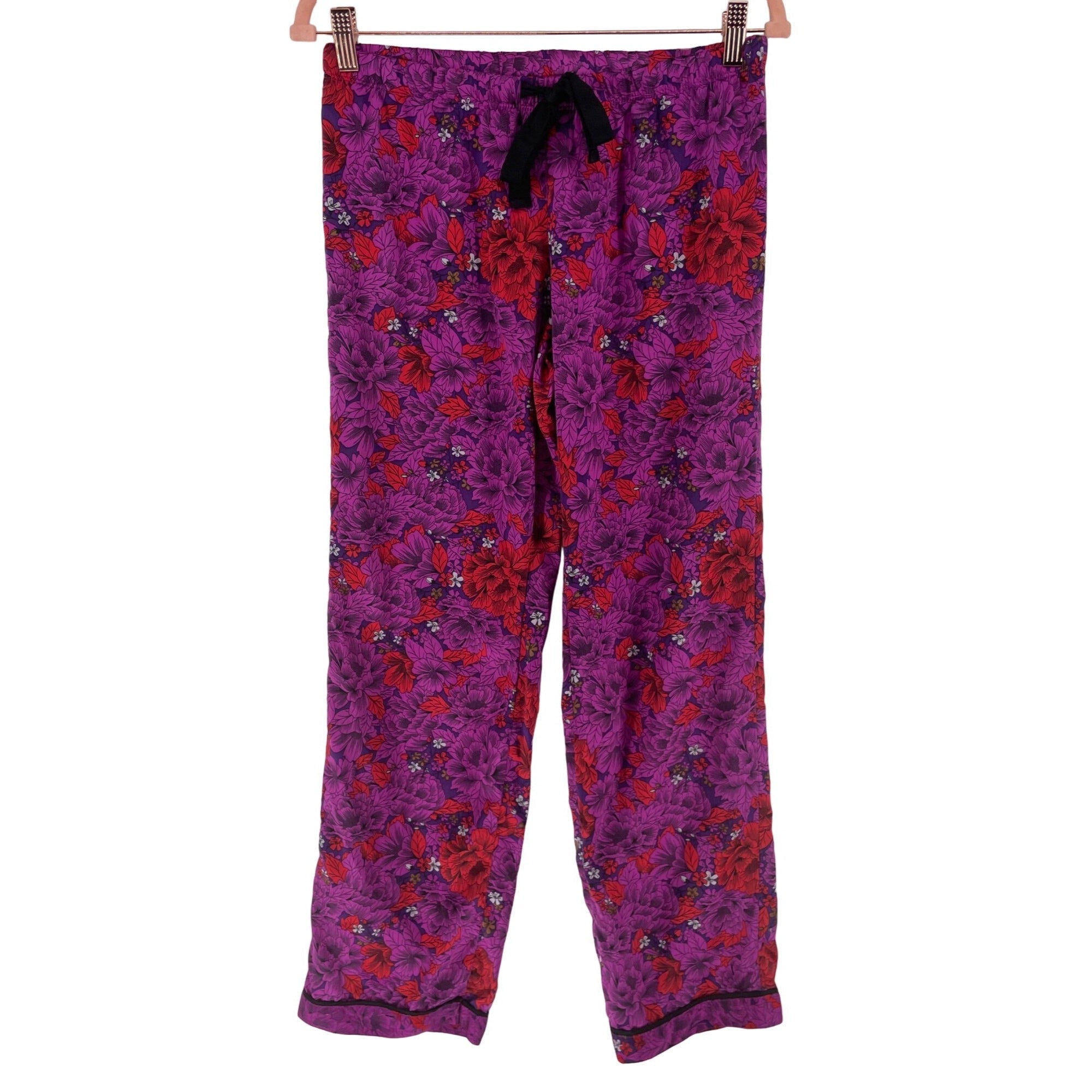 Gilligan & O'Malley Women's Size XS Purple & Red Floral Satin Pajama Pants