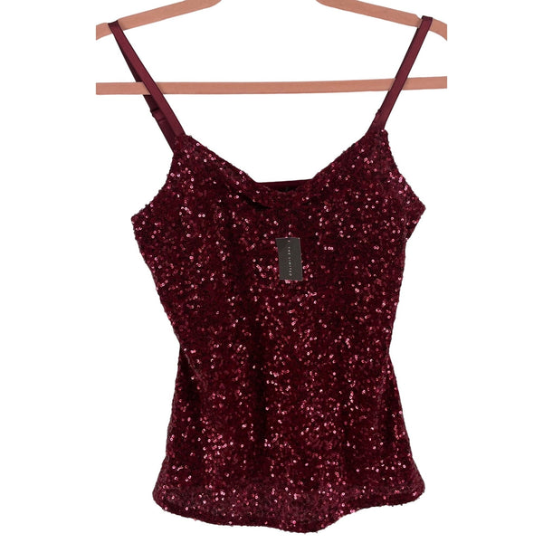 NWT The Limited Women's Size XS Maroon/Burgundy Sequin Spaghetti Strap Top