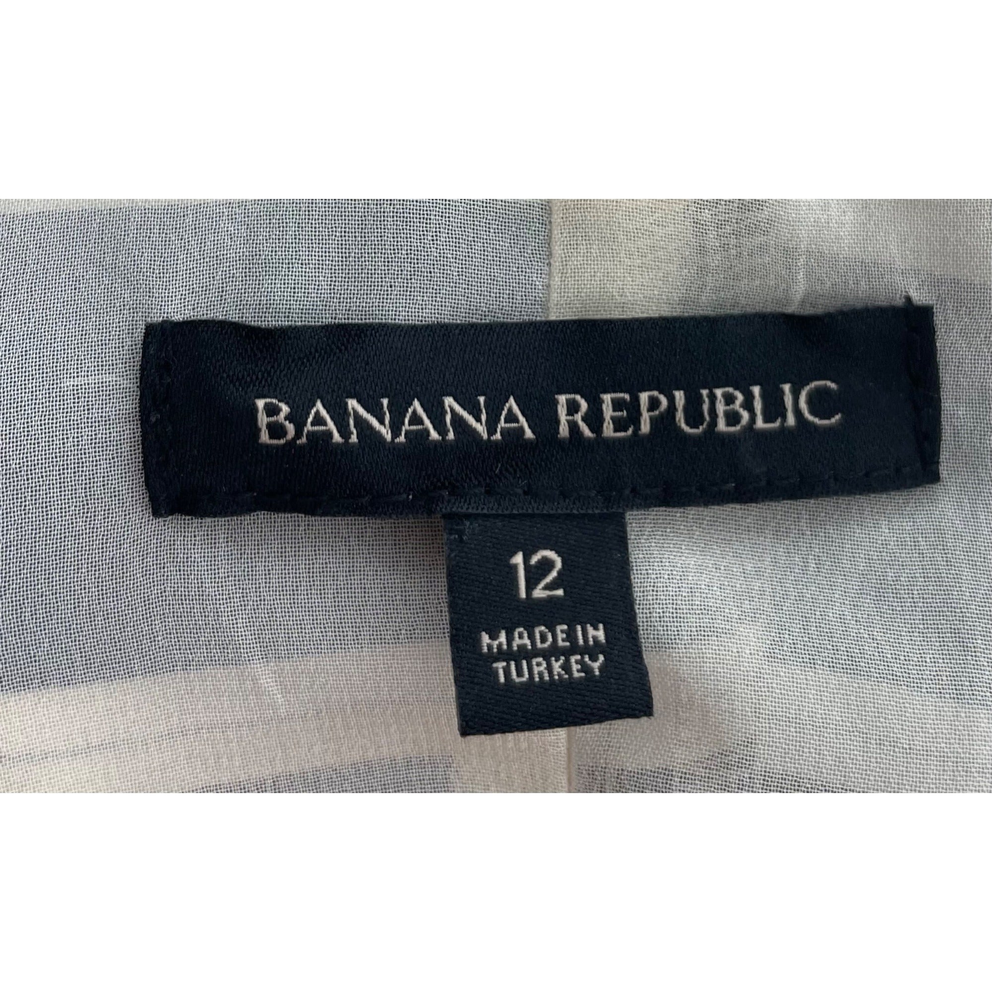 Banana Republic Women's Size 12 Blue & Cream Striped One-Shoulder Dress