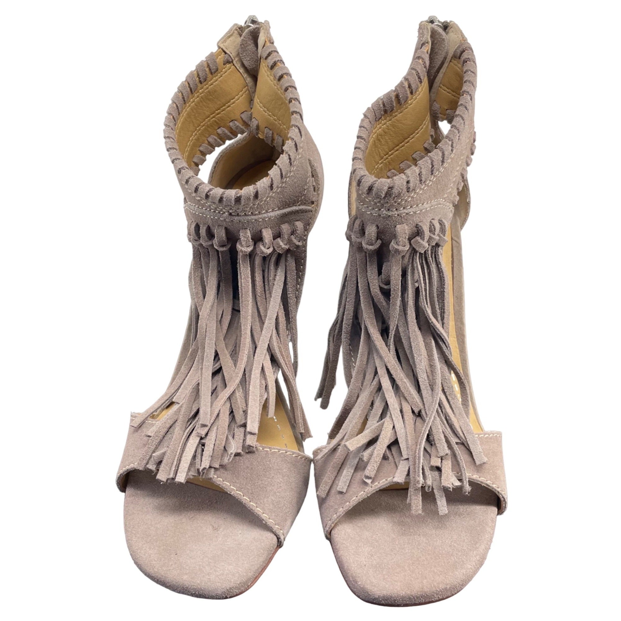 NEW Chinese Laundry Santa Fe Women's Size 9 Taupe Suede Fringe Tassel Sandals