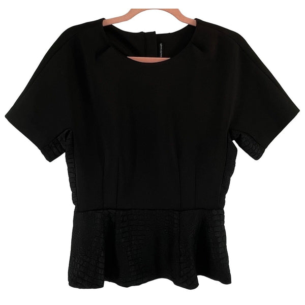 Walter Baker W118 Women's Size Small Black Short-Sleeved Peplum Top