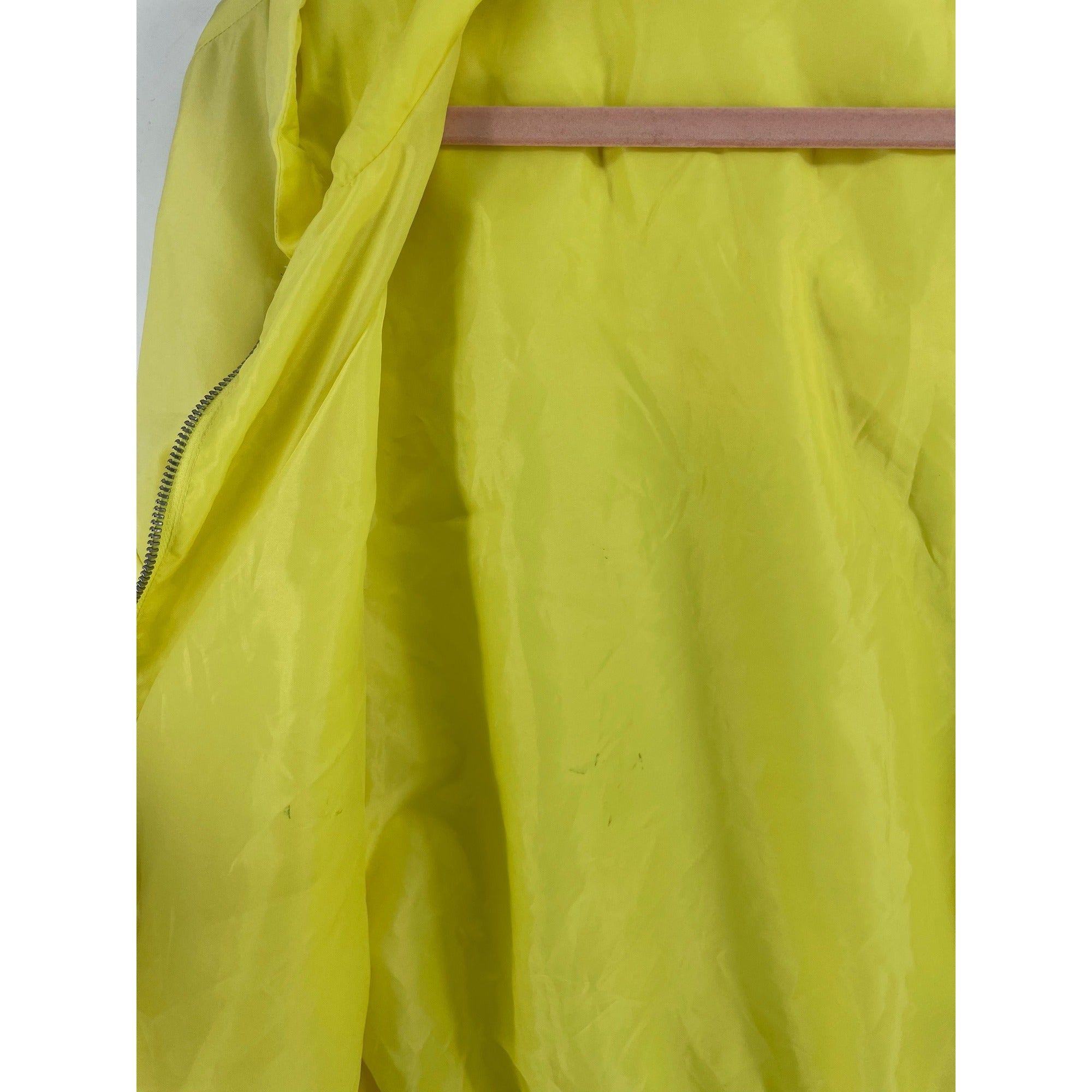 Forever 21 Women's Size Medium Neon Yellow Lightweight Zip-Up Windbreaker Hoodie Jacket