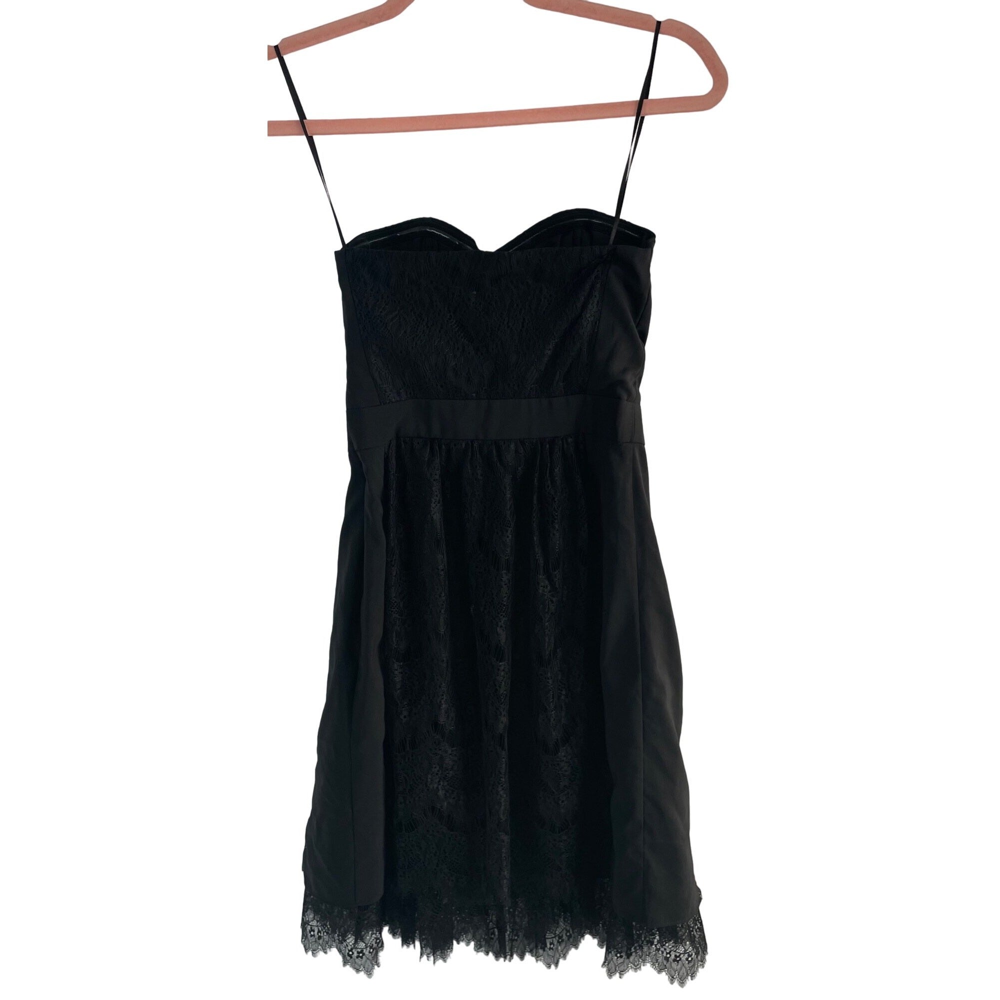 Broadway & Broome Women's Size 0 Strapless Black Lace Mini Party Dress