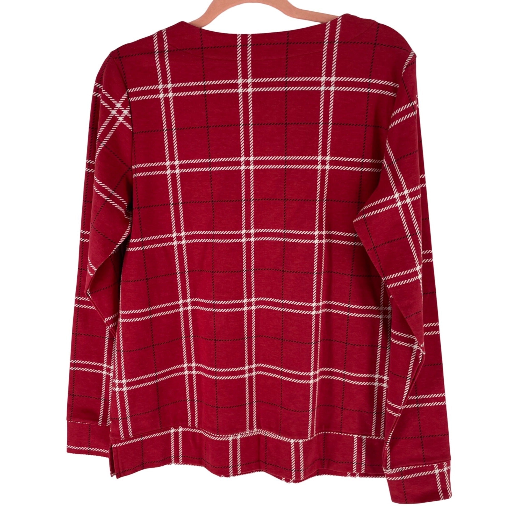 Croft & Barrow Women's Size Medium Red Striped Crew Neck Sweatshirt