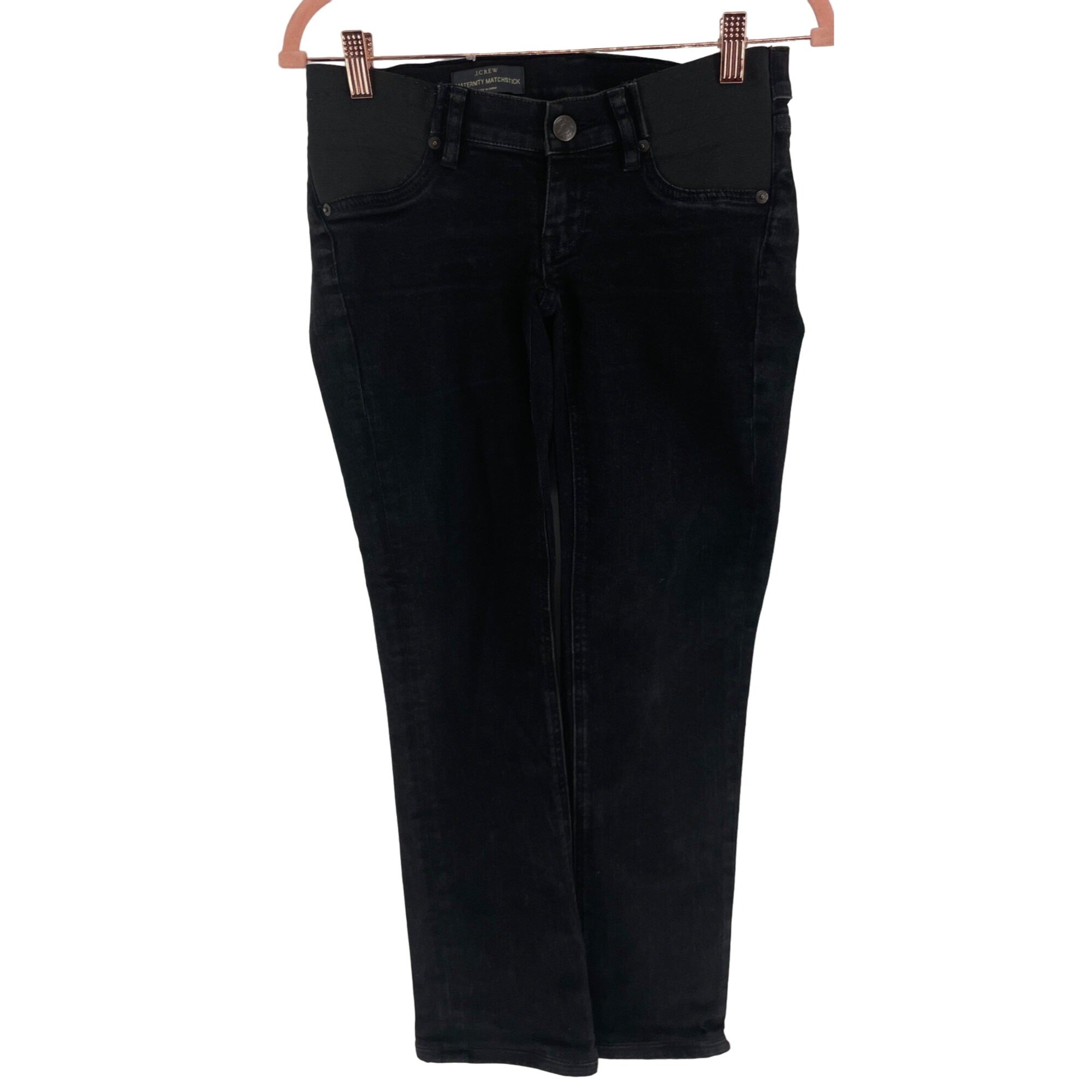 J. Crew Women's Size 26 Maternity Matchstick Black Denim Flare Jeans